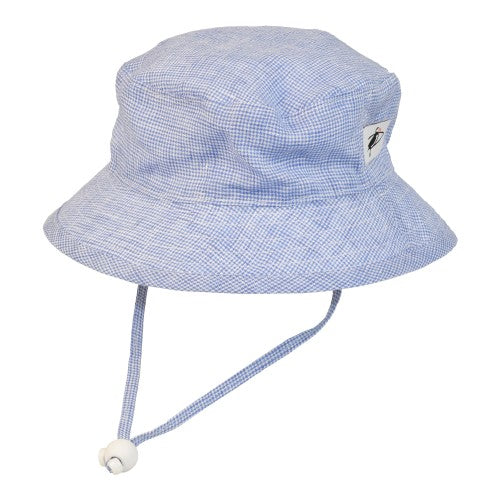Puffin Gear Summer Day Linen Child Sun Protection Camp Hat - Made in Canada-Navy Check