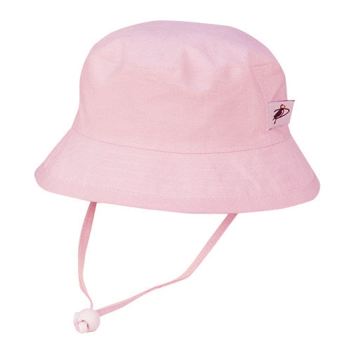 Puffin Gear Kids Oxford Cotton Camp Hat with Chin Tie, Cord Lock and Safety Break Away Clip-Made in Canada-UPF50+ Sun Protection-Pink
