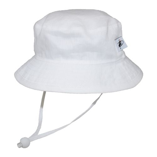 Puffin Gear Summer Day Linen Child Sun Protection Camp Hat - Made in Canada-White