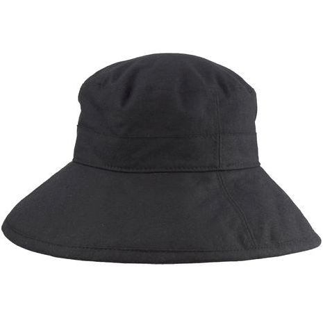 Black Linen -Cotton Blend Wide Brim Garden Hat-Rugged Hat  Rated UPF50+ Sun Protection-Briim doesn&#39;t flop-packs flat for travel-Made in Canada by Puffin Gear