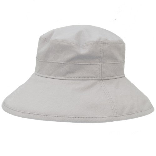 Grey-Linen -Cotton Blend Wide Brim Garden Hat-Rugged Hat  Rated UPF50+ Sun Protection-Briim doesn&#39;t flop-packs flat for travel-Made in Canada by Puffin Gear