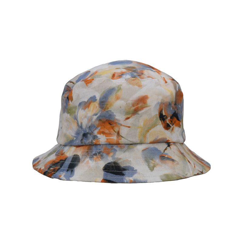 Courtyard Linen Bucket Hat with UPF50 Sun Protection-Pond Print-Made in Canada by Puffin Gear