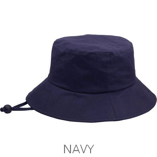 Puffin Gear Dry Oilskin Rain Hat with Wind Lanyard-Navy-Made in Canada
