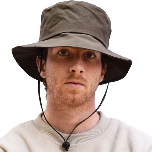 Puffin Gear Dry Oilskin Rain Hats with Wind Lanyard-Organic Cotton-Made in Canada-Olive
