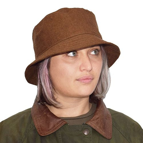 Linen Canvas Bucket Fall Bucket Hat in Rich Autumn Colours-perfect for fall garden chores or hanging out catching the last rays of summer-Made in Canada by Puffin  Gear-nutmeg
