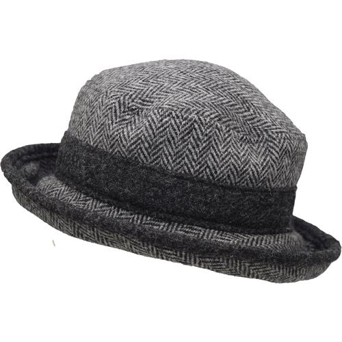 Harris Tweed Brimmed Derby Hat - Made in Canada by Puffin Gear-Outcrop Herringbone Tweed