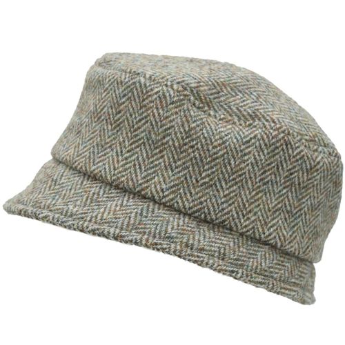 Harris Tweed Wool Winter Hat with Brim-Stroll Pillbox-Gold, olive, copper and rust weave. Made in Canada by puffin gear-Lichen Herringbone