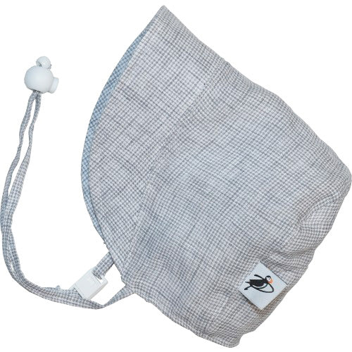 Puffin Gear Linen Infant and Toddler Bonnet with UPF 50+ Sun Protection-Made in Canada-Grey Check