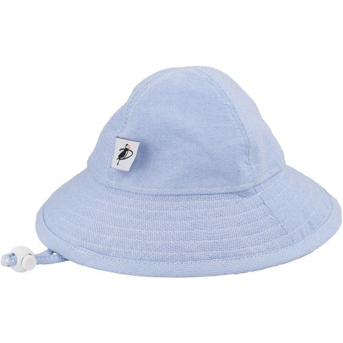 UPF 50+ Sun Protection-Puffin Gear Cotton Oxford Infant Sunbeam Hat-Made in Canada-Blue