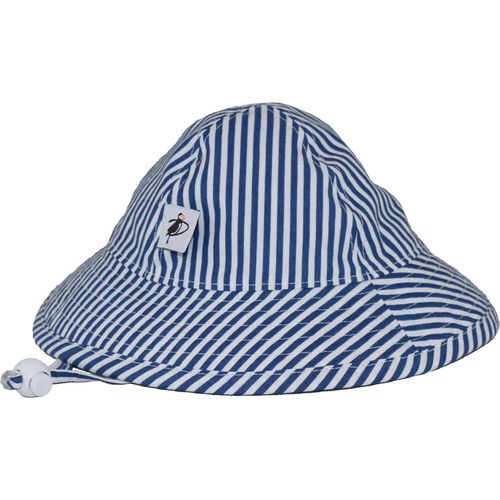 Puffin Gear Infant Sunbeam Brimmed Hat with Chin Tie and Toggle-UPF50 Sun Protection-Made in Canada by Puffin Gear-Blue Stripe
