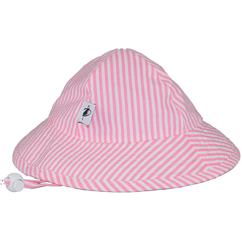 Puffin Gear Infant Sunbeam Brimmed Hat with Chin Tie and Toggle-UPF50 Sun Protection-Made in Canada by Puffin Gear-Pink Stripe