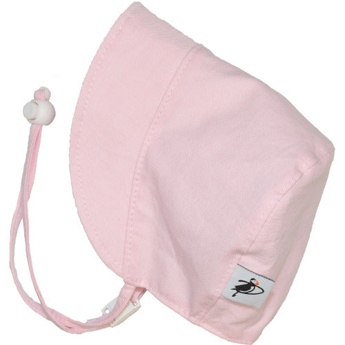 Puffin Gear Infant and Toddler Cotton Oxford Sun Protection Bonnet-Blue-Made in Canada-Pink