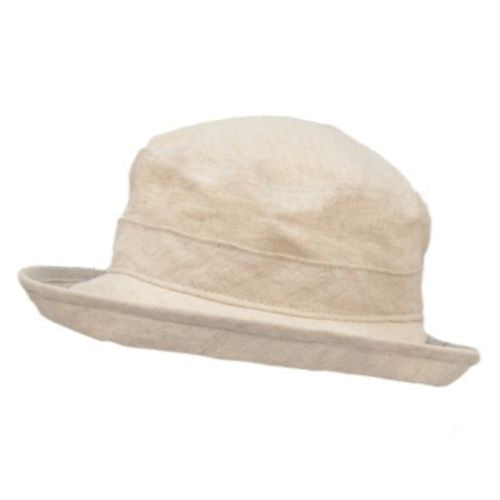 Linen Chambray Bowler Hat Rated UPF50+ Excellent Sun Protection-Made in Canada by Puffin Gear-Natural