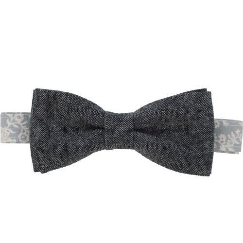 Linen Canvas Child Bow Tie with Adjustable Band-Made in Canada-Charcoal Grey