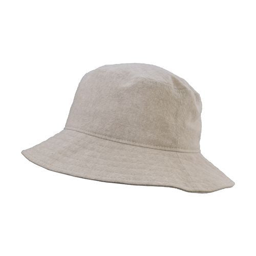 Linen-blend Chambray, Canvas Crusher Hat-Rated UPF50+ Sun Protection-Travel Hat-Made in Canada by Puffin Gear-Flax