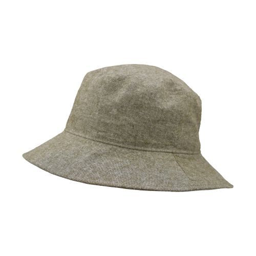 Linen-blend Chambray, Canvas Crusher Hat-Rated UPF50+ Sun Protection-Travel Hat-Made in Canada by Puffin Gear-Olive