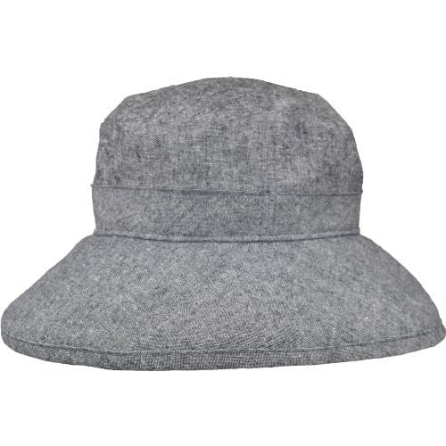 Linen Chambray Canvas Wide Brim Garden Hat-rated UPF50+ sun protection-Made in Canada by Puffin Gear-Black