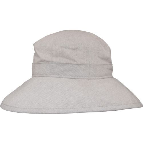 Linen Chambray Canvas Wide Brim Garden Hat-rated UPF50+ sun protection-Made in Canada by Puffin Gear-Flax