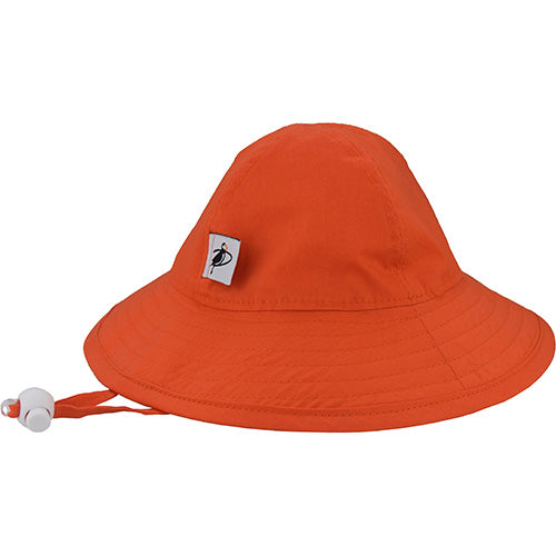 Puffin Gear Infant Organic Cotton Sunbeam Hat with Chin Tie, Cord Lock and Savety Breakaway Clip-Rated UPF50+ Sun Protection-Made in Canada-Orange Peel