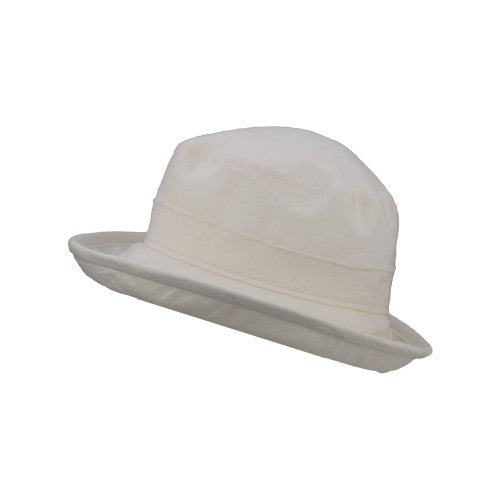Patio Linen Bowler Hat Rated UPF50+ Excellent Sun Protection-Made in Canada by Puffin Gear-Ivory