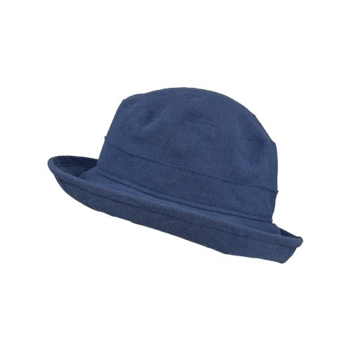 Patio Linen Bowler Hat Rated UPF50+ Excellent Sun Protection-Made in Canada by Puffin Gear-Navy