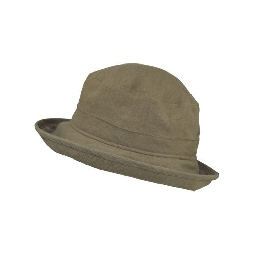 Patio Linen Bowler Hat Rated UPF50+ Excellent Sun Protection-Made in Canada by Puffin Gear-Olive