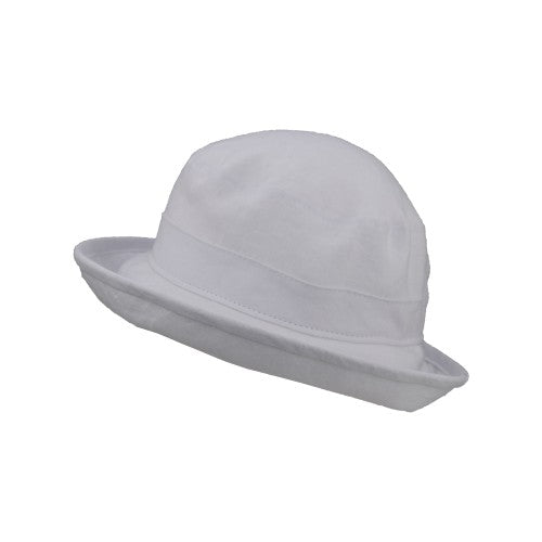 Patio Linen Bowler Hat Rated UPF50+ Excellent Sun Protection-Made in Canada by Puffin Gear-White