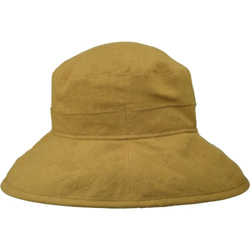 Patio Linen four inch wide brim hat-rated upf50+ excellent sun protection-made in canada by puffin gear-dijon