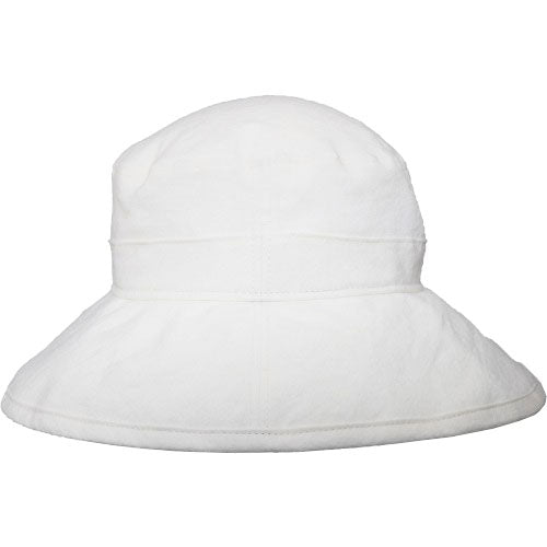 Patio Linen four inch wide brim hat-rated upf50+ excellent sun protection-made in canada by puffin gear-ivory