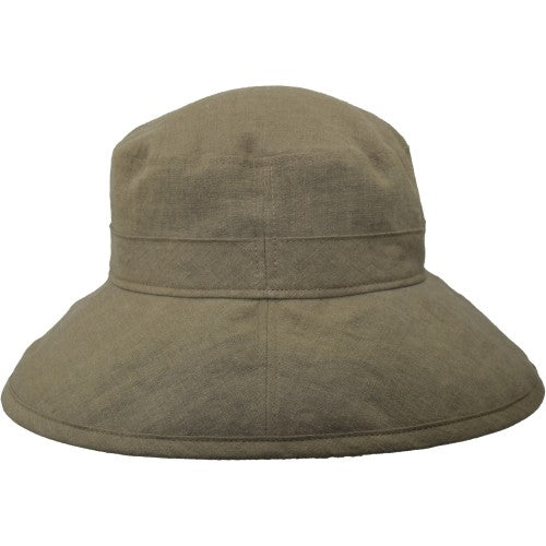 Patio Linen four inch wide brim hat-rated upf50+ excellent sun protection-made in canada by puffin gear-olive