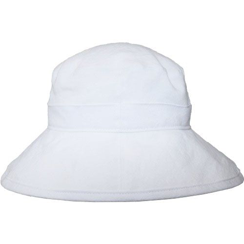 Patio Linen four inch wide brim hat-rated upf50+ excellent sun protection-made in canada by puffin gear-white