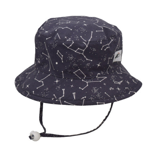 kids sun hat in constellation science cotton print