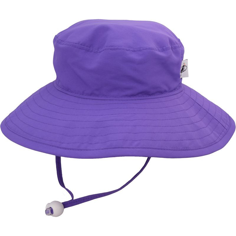 UPF50+ Wide Brim Kids Sun Hat with Cordlock-Quick Dry Solar Nylon-Made in Canada-Purple