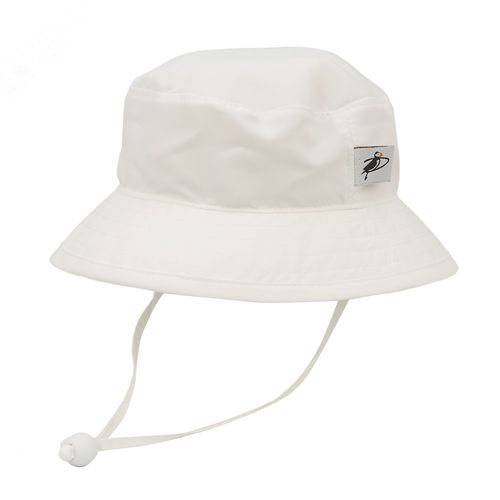 Puffin Gear Solar Nylon Quick Dry Kids Camp Hat-Chin Tie with Cordlock and Safety Break Away Clip Keeps Hat Savely in Place-Made in Canada-White
