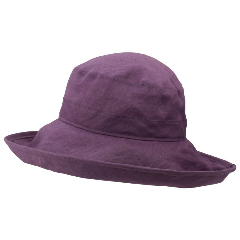 Summer Breeze Linen Wide Brim Classic Hat with UPF50 Sun Protection Rating-Made in Canada by Puffin Gear-Plum