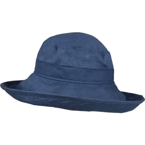 Summer Breeze Linen Wide Brim Classic Hat with UPF50 Sun Protection Rating-Made in Canada by Puffin Gear-French Navy