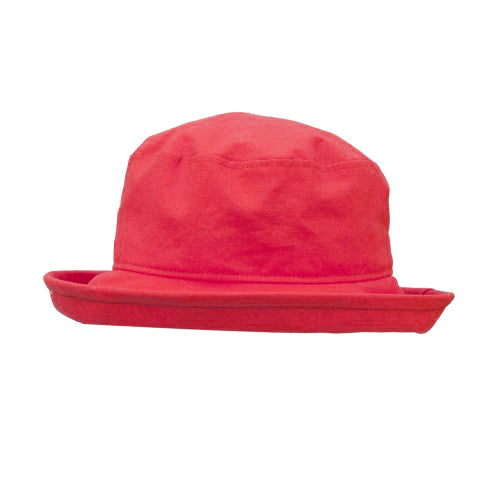 Coral-Linen-Cotton Summer slouch hat-Rated UPF50+ Sun Protection-Made in Canada by Puffin Gear 