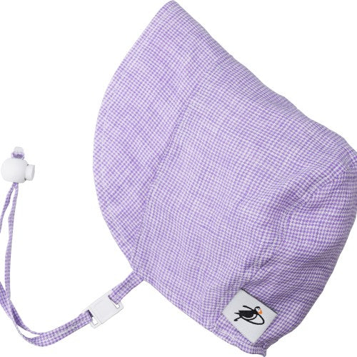 Puffin Gear Linen Infant and Toddler Bonnet with UPF 50+ Sun Protection-Made in Canada-Lavender Check