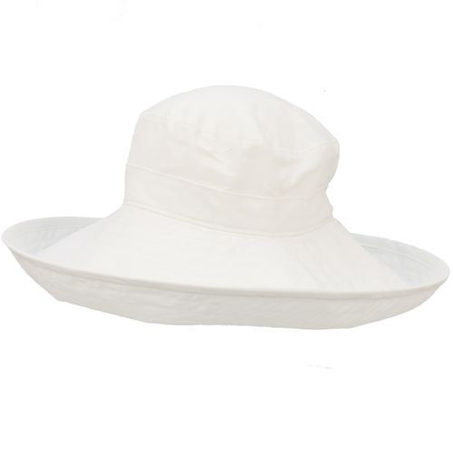 UPF 50+ Sun Protection-Puffin Gear Starlet Hat-Made in Canada Six inch ultra wide brim hat for maximum sun coverage. perfect hat for lounging poolside-White hat