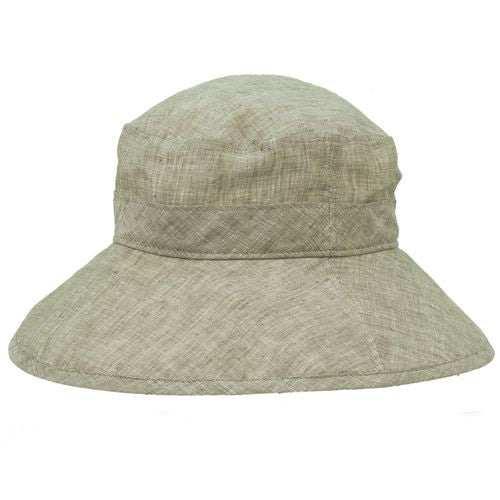 Linen Chambray Garden Hat with 4 inch Brim-Rated UPF50+ Excellent Sun Protection-Made in Canada by Puffin Gear-Lichen