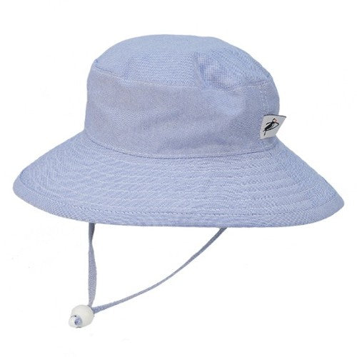 Puffin Gear Oxford Cotton Wide Brim Kids Sun Protection Hat-UPF50+ Excellent Sun Protection-Made in Canada by Puffin Gear-Machine Washable-Blue