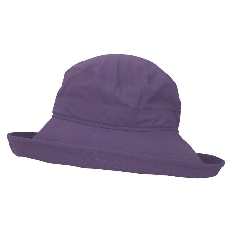 Puffin Gear&#39;s 4.5 inch wide brim classic hat in light weight solar nylon that dries quick and provides upf50+ excellent sun protection. made in canada by puffin gear - purple