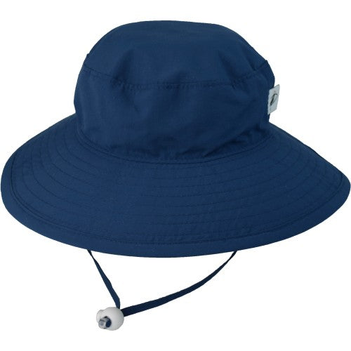 Puffin Gear Kids Wide Brim Solar Nylon Sunshine Hat with Chin Tie, Cord lock and Safety Breakaway Clip-Rated UPF50+ Sun Protection-Quick Dry, Made in Canada-Navy